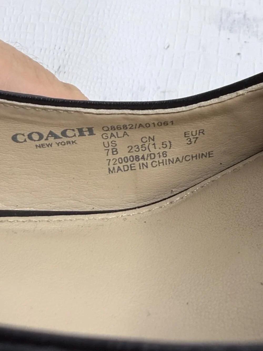 Coach Black Leather Peep Toe Wedge Heels Gold Badge Women’s Sz 7B